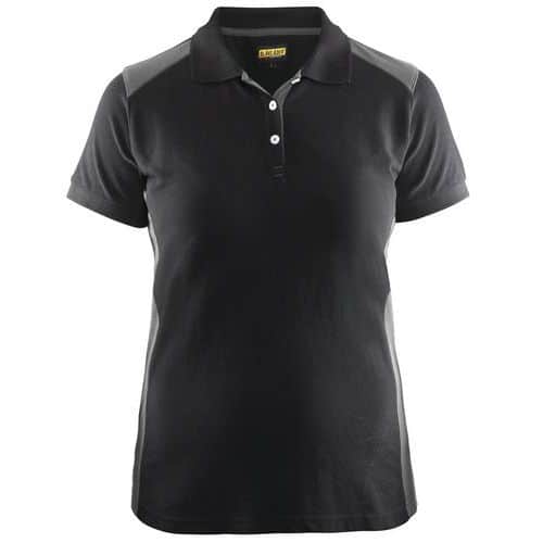 Blaklader Poloshirt Dames korte mouw knoopsluiting 3390 - zwart/grijs