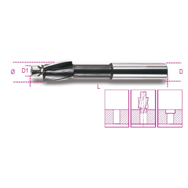 Beta 421 3 Verzinkboren met geleiderpin | fijne spoed | vervaardigd uit HSS - 004210003