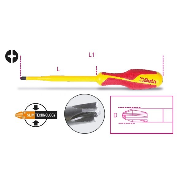 Beta 1275MQ/C Schroevendraaiers voor gecombineerde PH kruis en sleufschroeven - 012750418