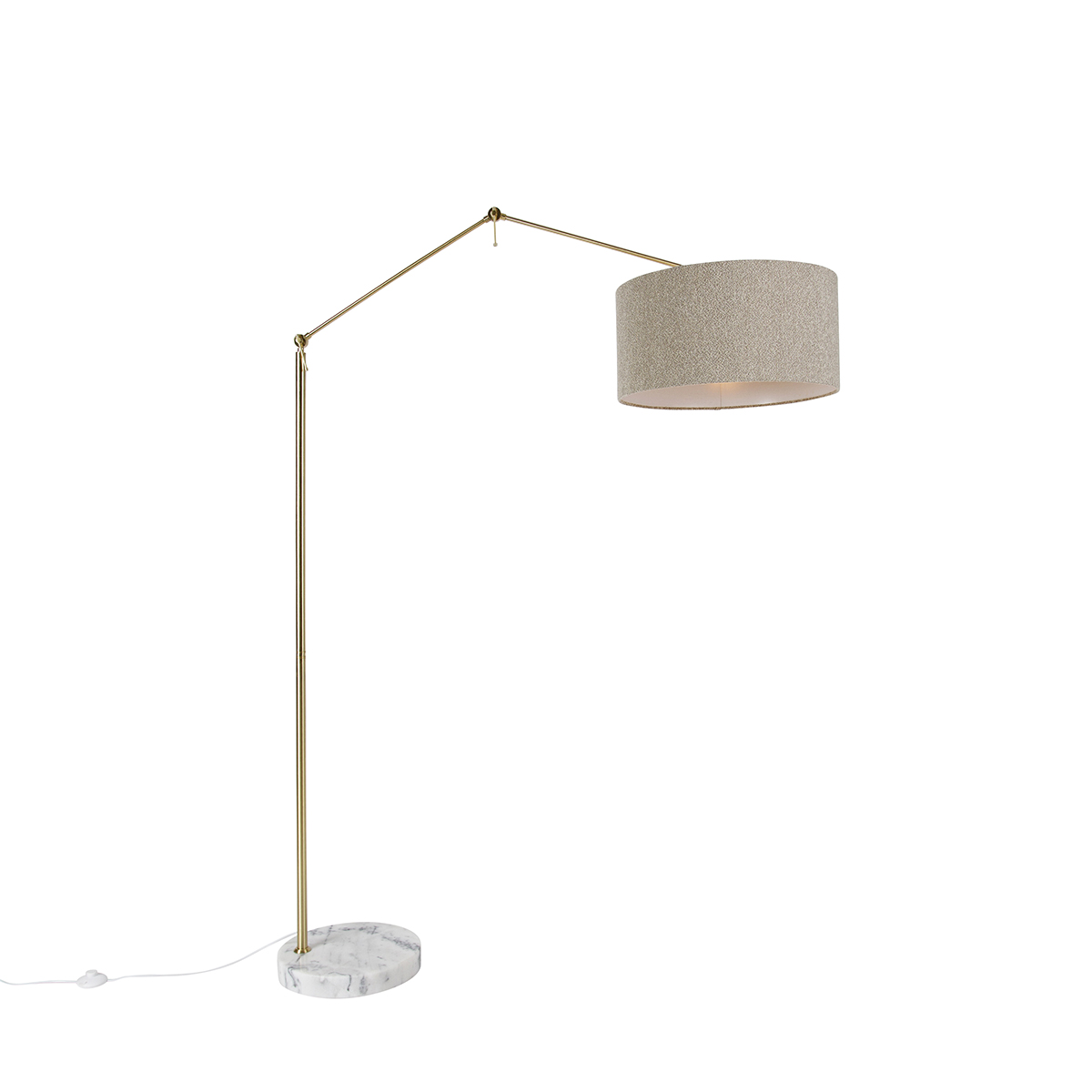 QAZQA Vloerlamp goud met boucle kap taupe 50 cm verstelbaar - Editor