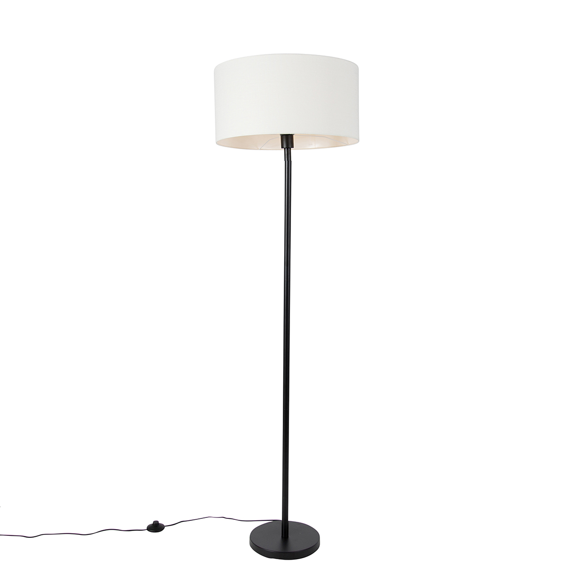 QAZQA Vloerlamp met kap wit 50 cm - Simplo - Zwart