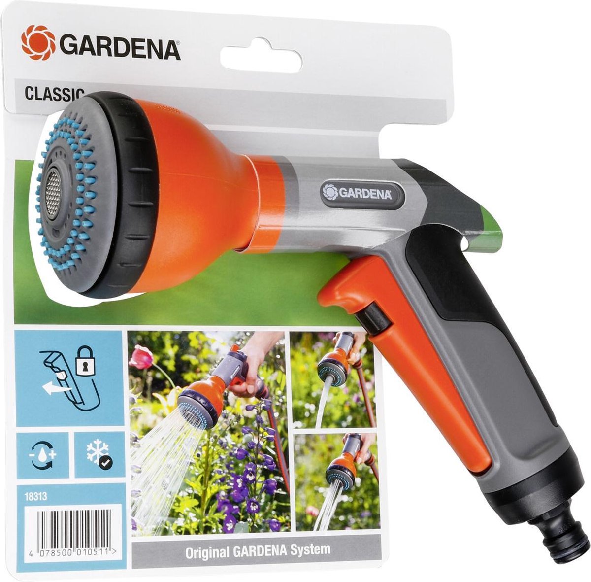 GARDENA Classic Multifunctionele Broes - Handsproeier - - Oranje