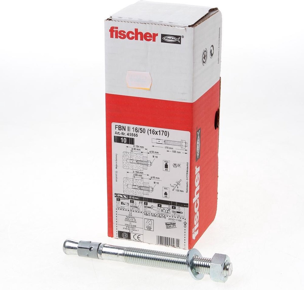 Fischer FBN II-nop met moer en ring - diameter 16 mm -