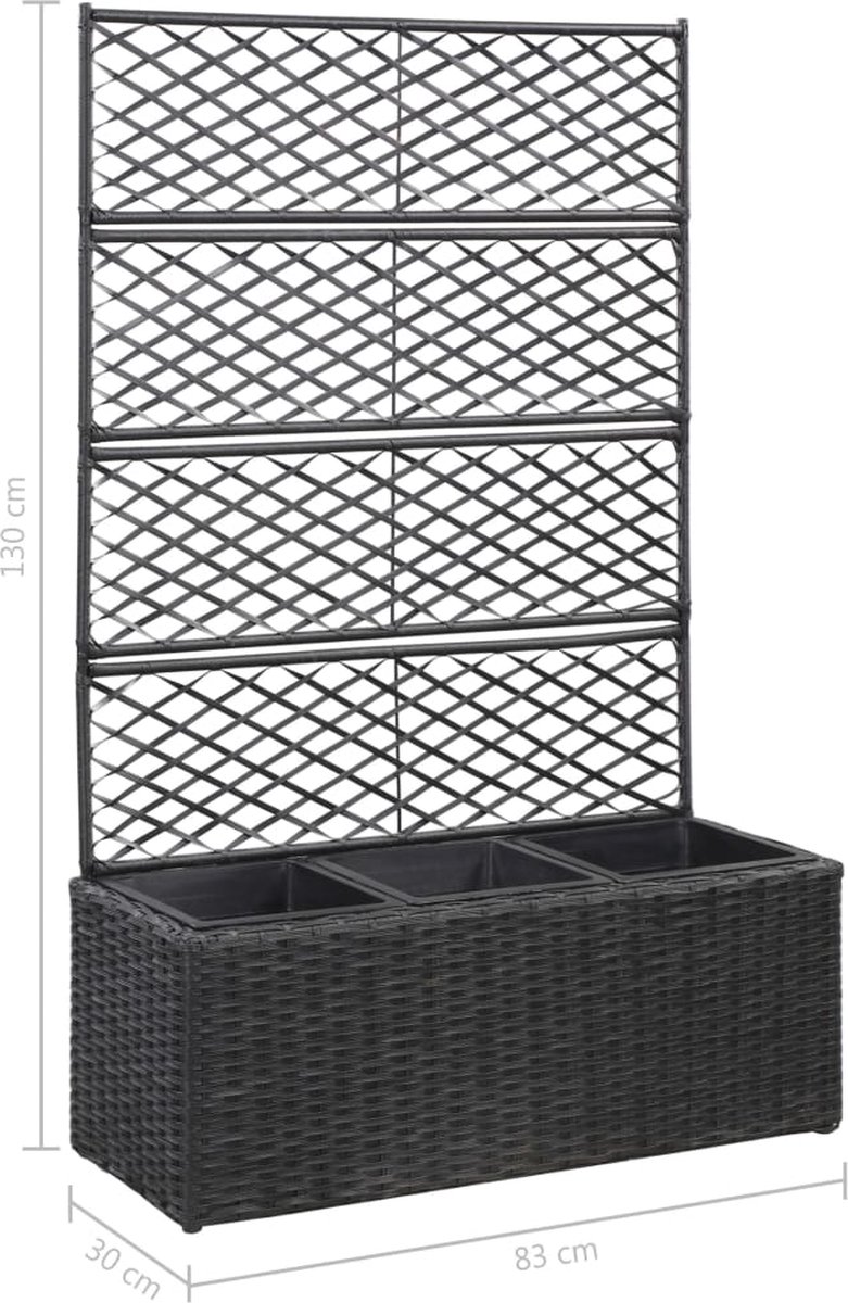 Vidaxl Latwerkplantenbak Verhoogd Met Potten 58x30x107 Cm Rattan - Grijs