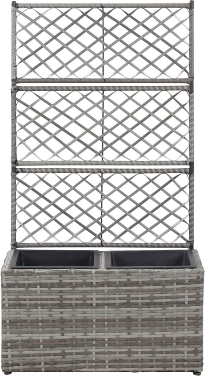 Vidaxl Latwerkplantenbak Verhoogd Met Potten 58x30x107 Cm Rattan - Grijs