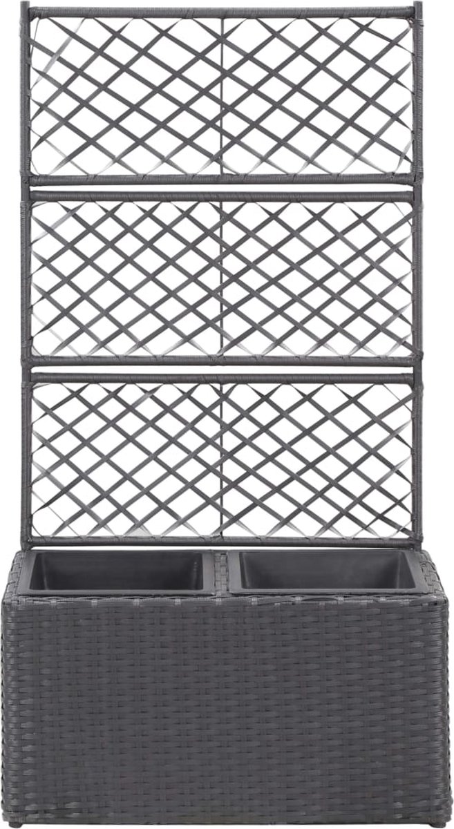 Vidaxl Latwerkplantenbak Verhoogd Met Potten 58x30x107 Cm Rattan - Grijs