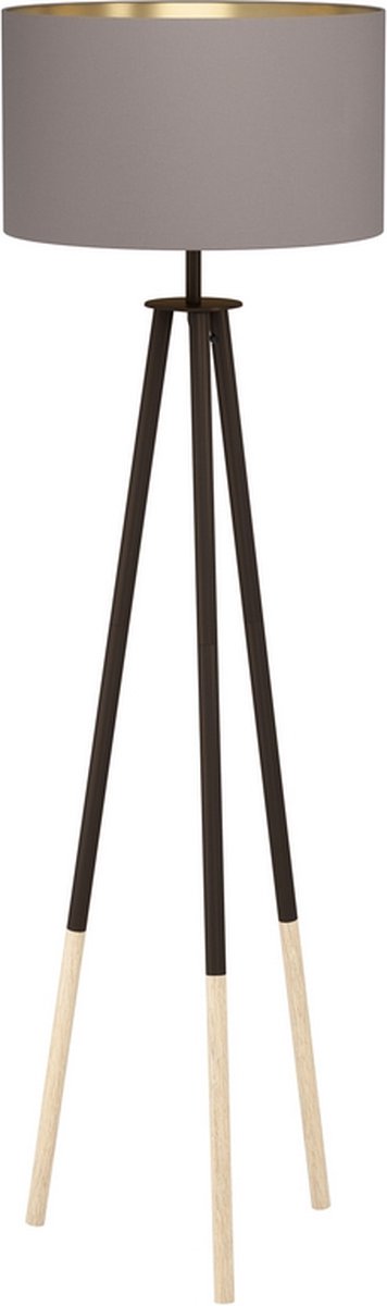 EGLO - Vloerlamp E27 Bidford - Bruin/cappucino-goudkleur