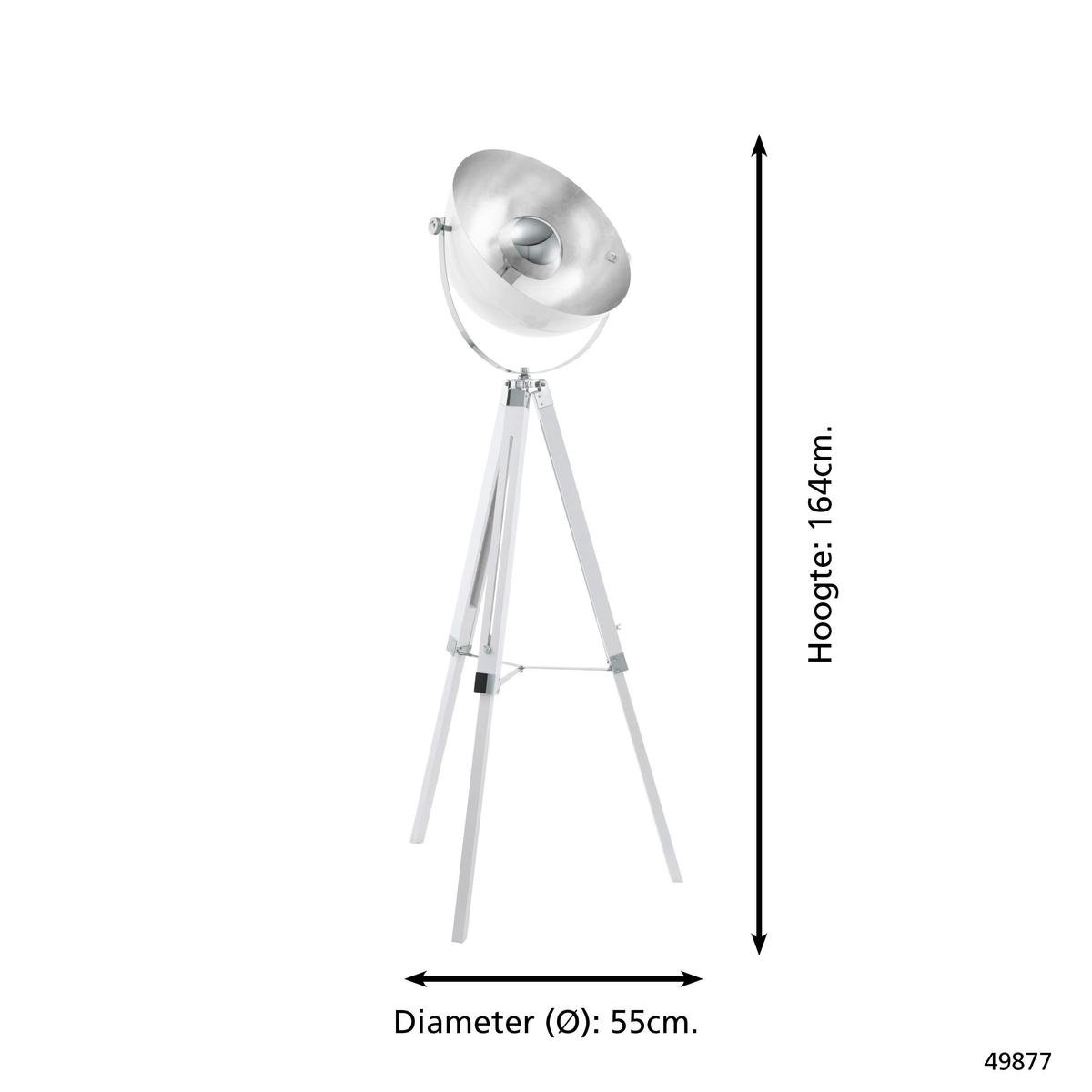 EGLO - Covaleda Vloerlamp 1-lichts Wit Chroom Zilve