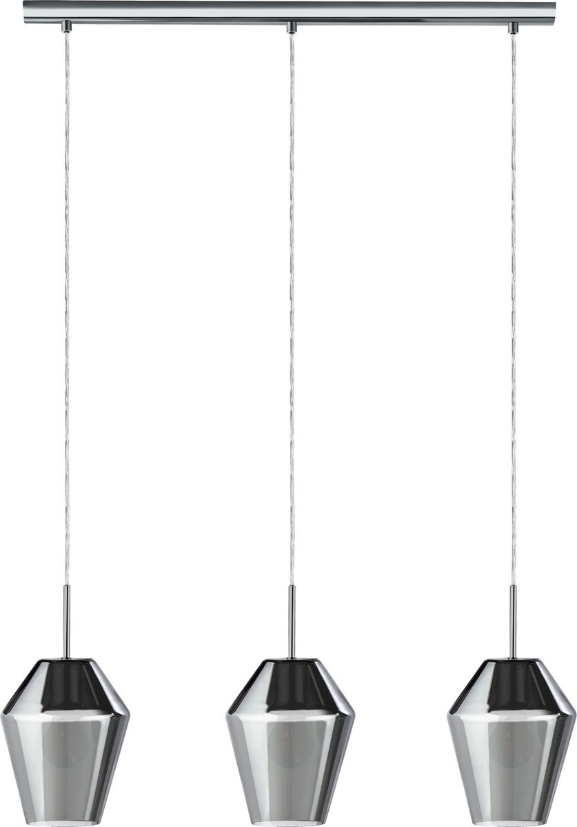 EGLO - Hanglamp E27 Murmillo - Rookglas/chroom - Zwart