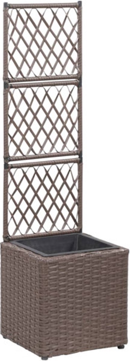 Vidaxl Latwerkplantenbak Verhoogd Met 1 Pot 30x30x107 Cm Rattan - Bruin