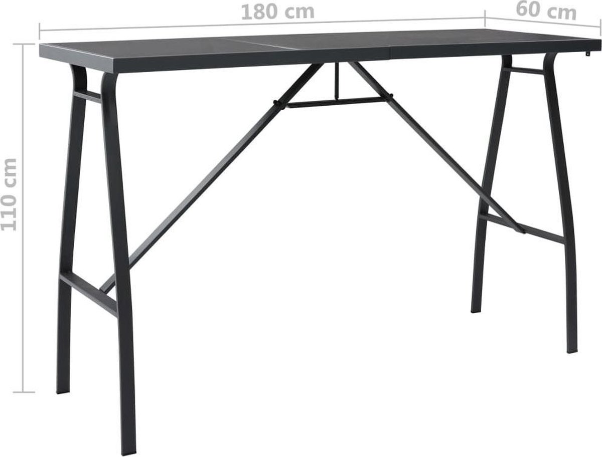 Vidaxl Tuinbartafel 180x60x110 Cm Gehard Glas - Zwart