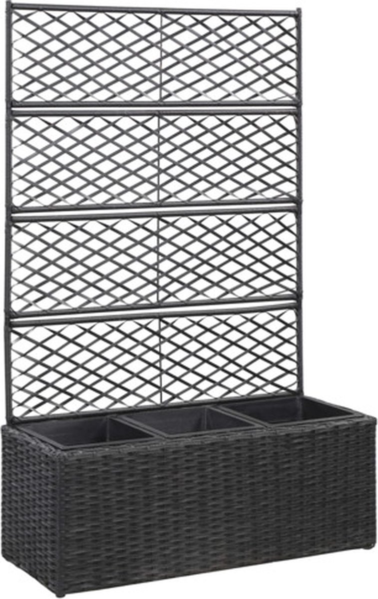 Vidaxl Latwerkplantenbak Verhoogd Met Potten 83x30x130 Cm Rattan - Negro