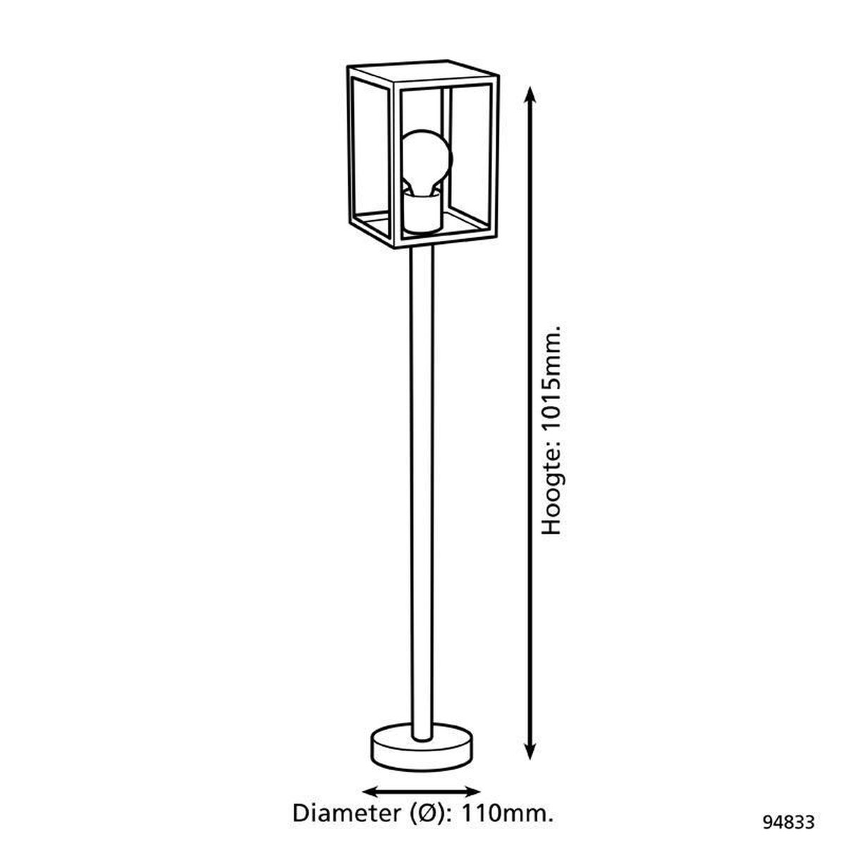 EGLO Buitenverlichting - Tuinpaal Alamonte-glas - Zwart