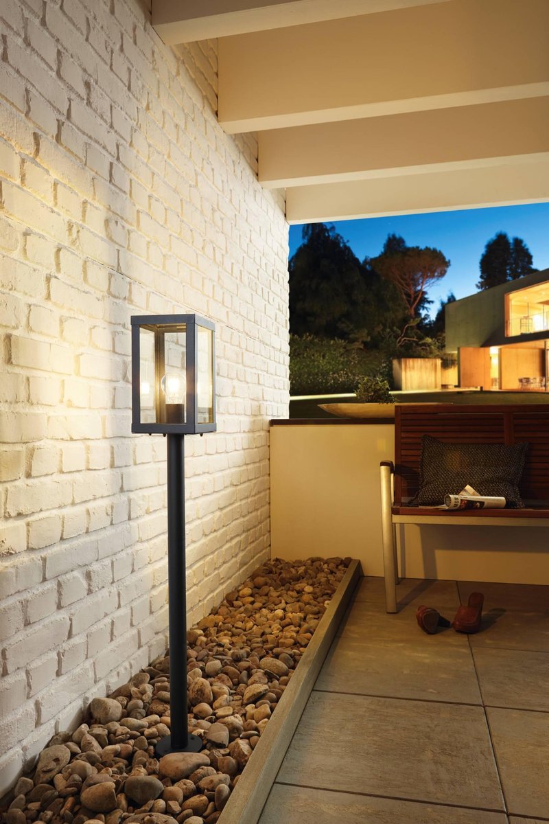 EGLO Buitenverlichting - Tuinpaal Alamonte-glas - Zwart