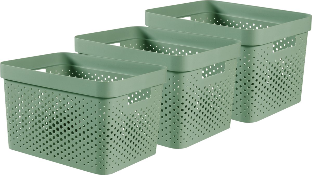 Curver Infinity Recycled Dots Opbergbox - 17l - 3 Stuks - Groen