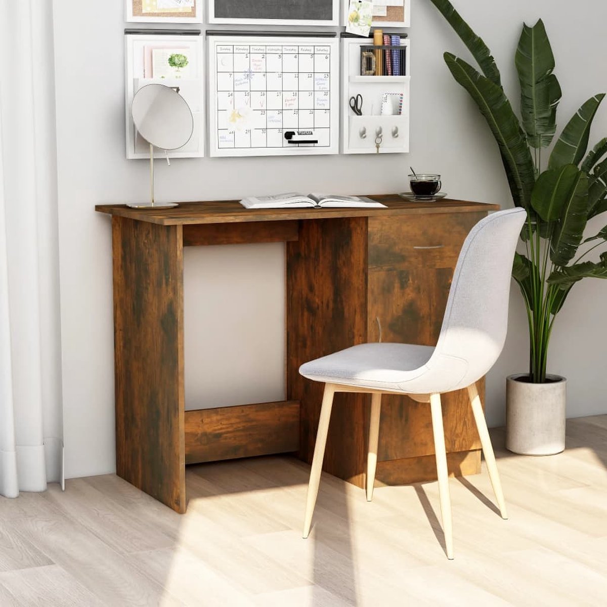 Vidaxl Bureau 100x50x76 Cm Bewerkt Hout Gerookt Eikenkleurig - Bruin