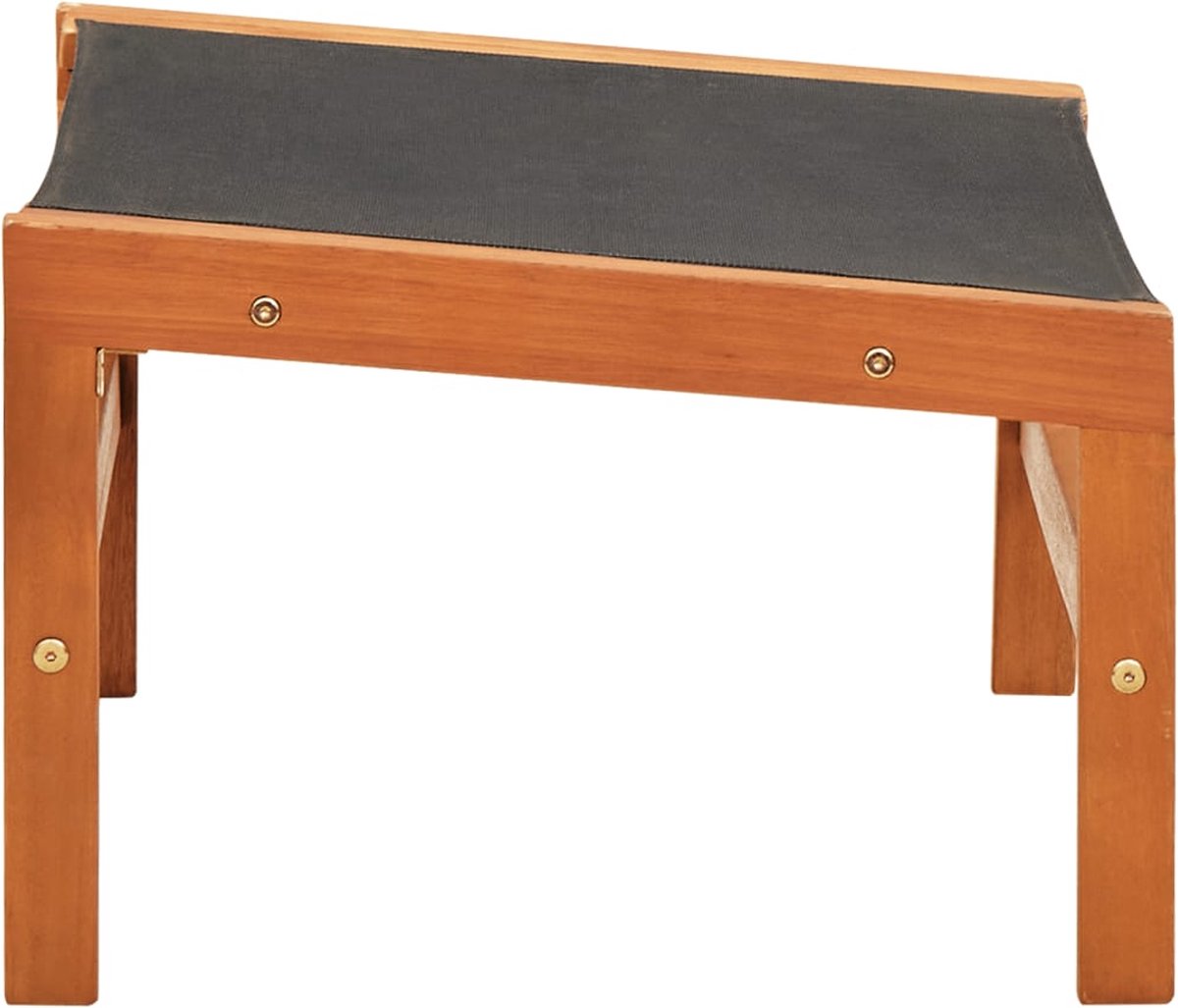 Vidaxl Tuinstoel Met Voetensteun Massief Eucalyptushout En Textileen - Zwart