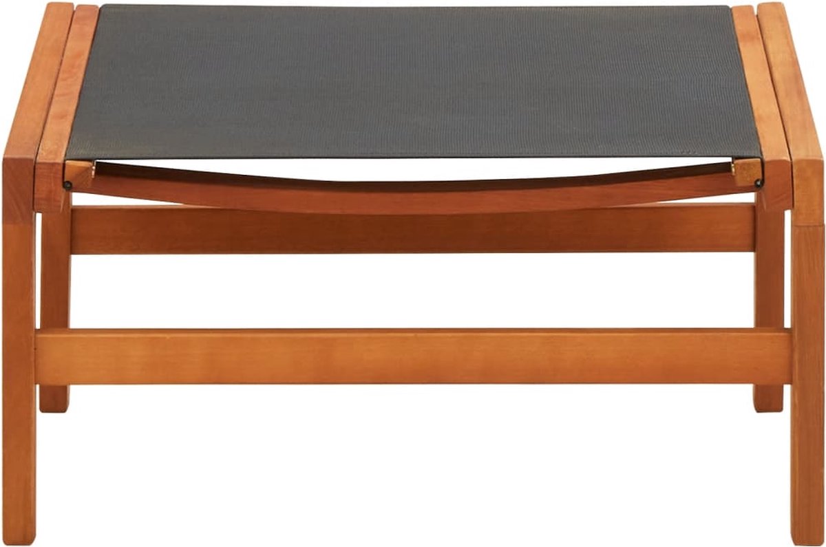 Vidaxl Tuinstoel Met Voetensteun Massief Eucalyptushout En Textileen - Zwart