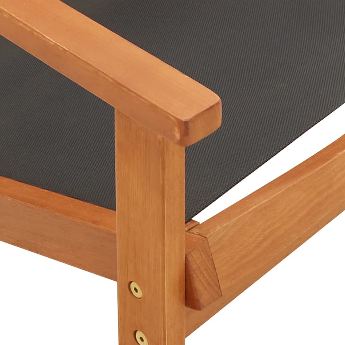 Vidaxl Tuinstoel Met Voetensteun Massief Eucalyptushout En Textileen - Zwart