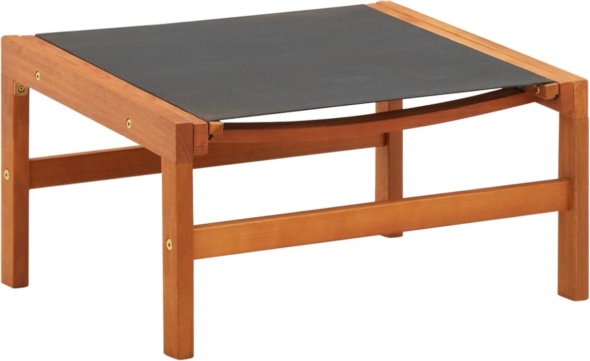 Vidaxl Tuinstoel Met Voetensteun Massief Eucalyptushout En Textileen - Zwart