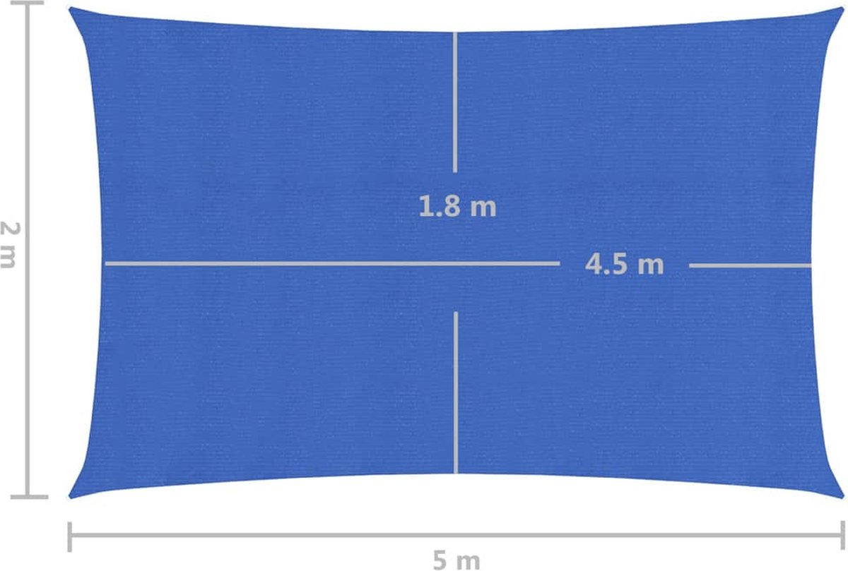 Vidaxl Zonnezeil 160 G/m² 2x5 M Hdpe - Blauw