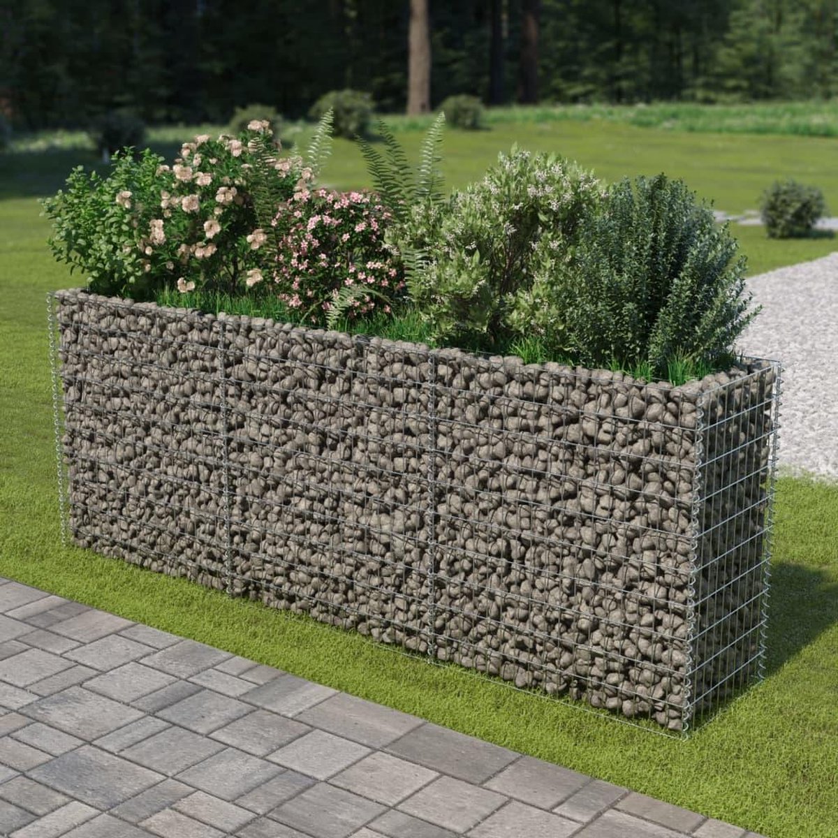 Vidaxl Gabion Plantenbak Verhoogd 270x50x100 Cm Gegalvaniseerd Staal - Silver