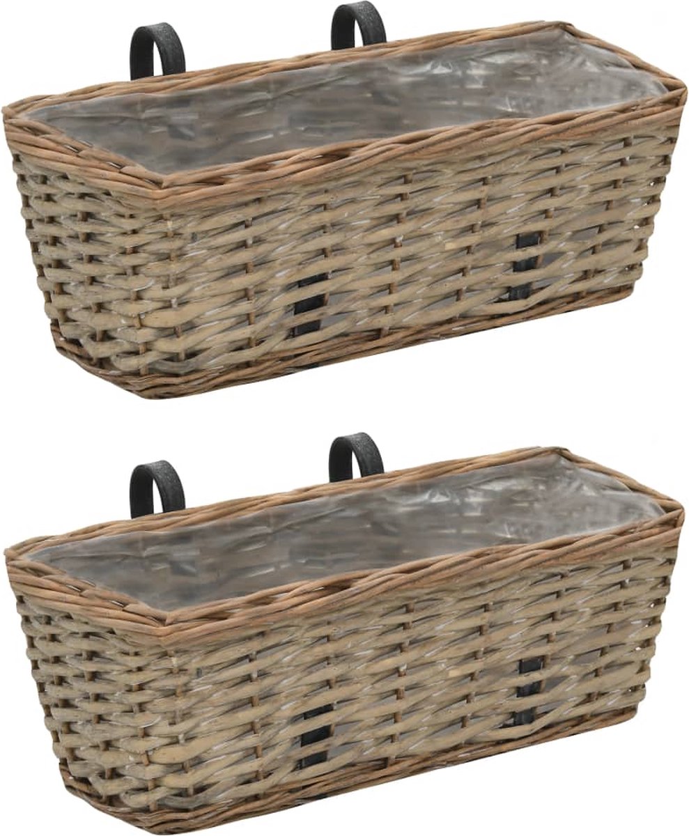 Vidaxl Balkonbakken 2 St 40 Cm Wicker Met Pe-voering - Marrón