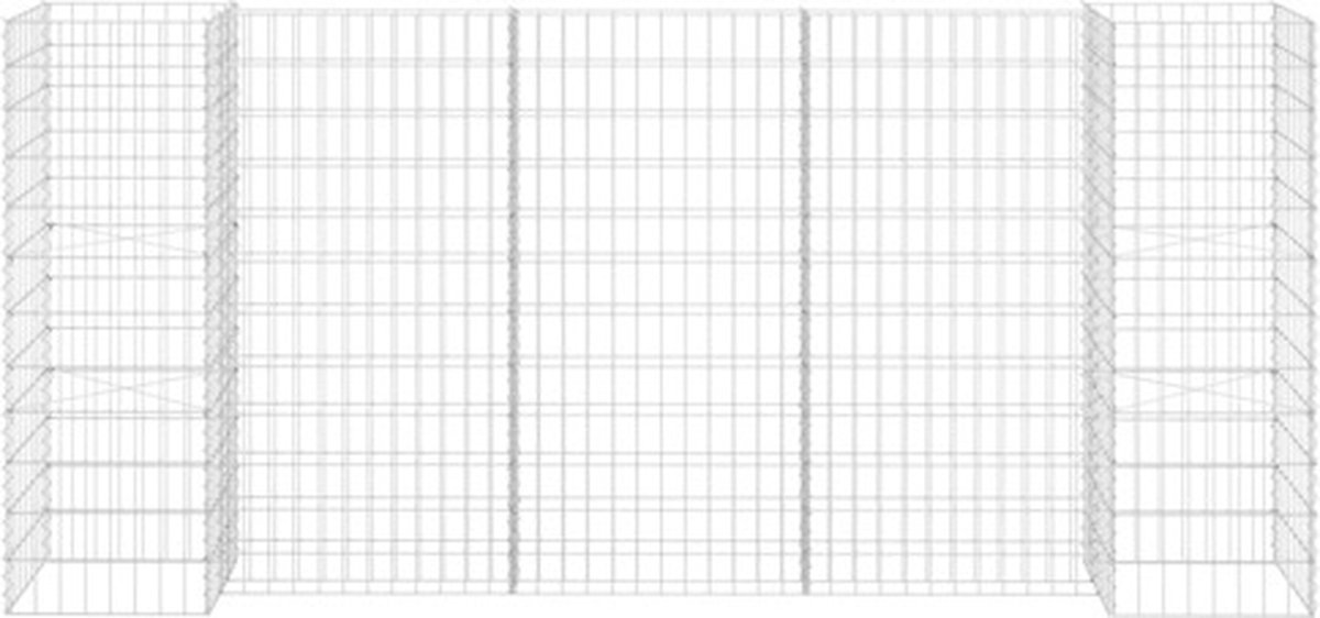 Vidaxl Gabion Plantenbak H-vormig 260x40x120 Cm Staaldraad - Silver