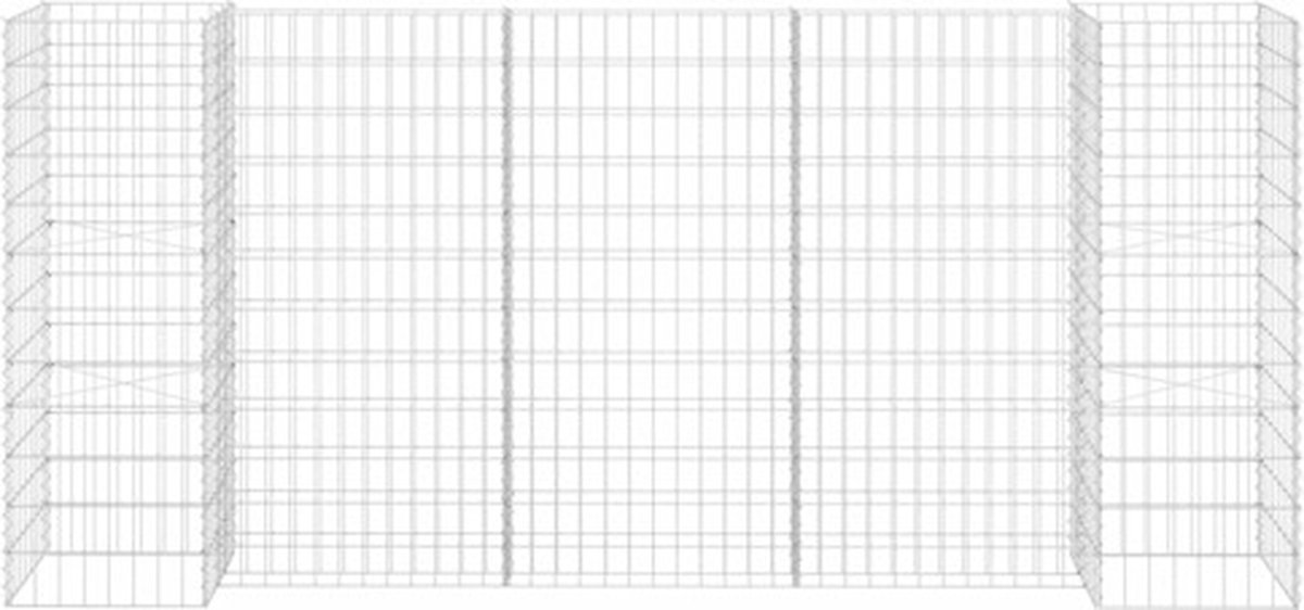 Vidaxl Gabion Plantenbak H-vormig 260x40x120 Cm Staaldraad - Silver