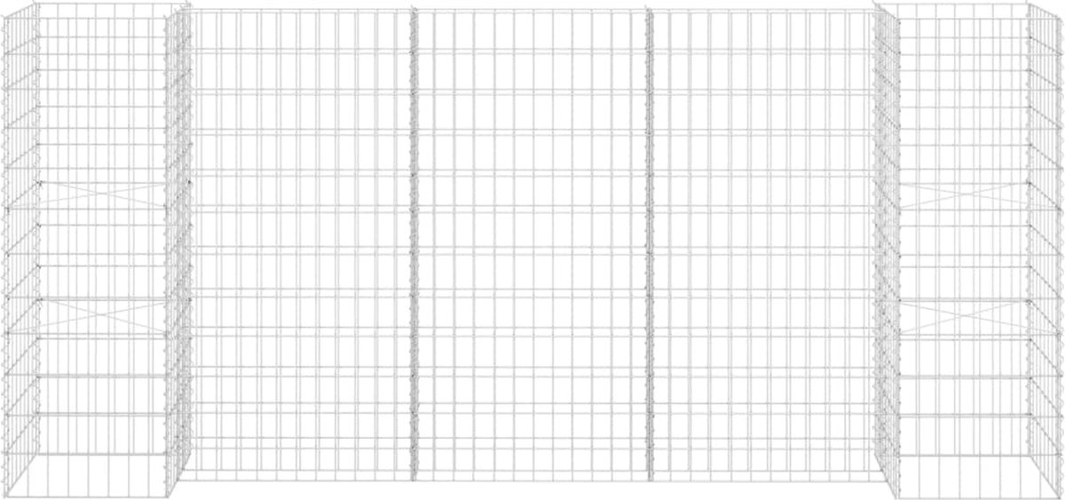 Vidaxl Gabion Plantenbak H-vormig 260x40x120 Cm Staaldraad - Silver