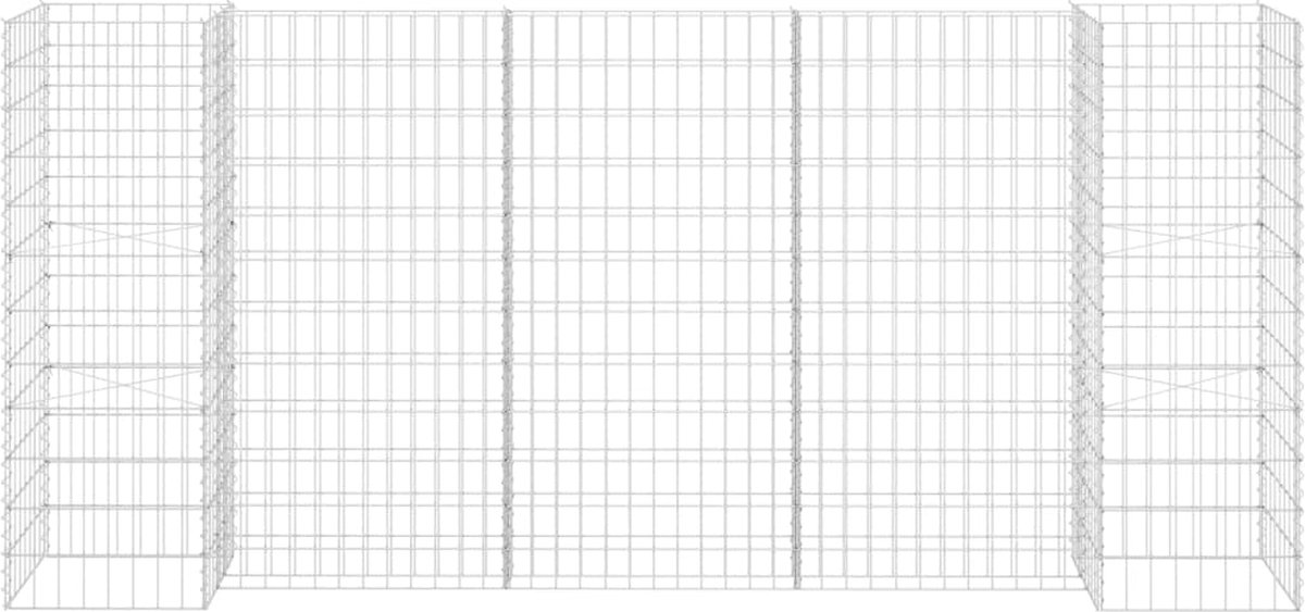 Vidaxl Gabion Plantenbak H-vormig 260x40x120 Cm Staaldraad - Silver