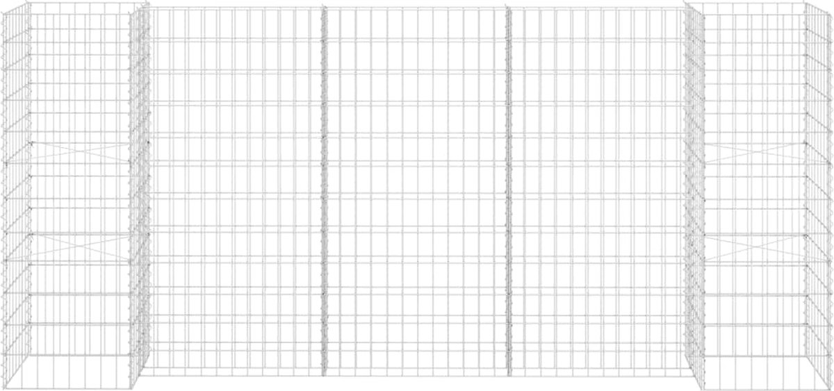 Vidaxl Gabion Plantenbak H-vormig 260x40x120 Cm Staaldraad - Silver