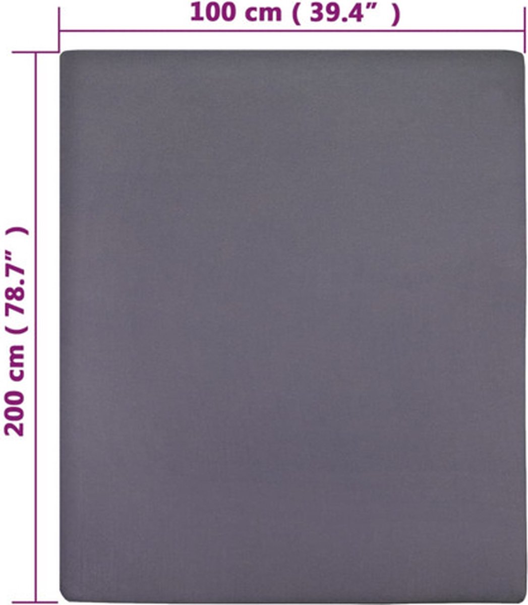 Vidaxl Hoeslakens 2 St Jersey 100x200 Cm Katoen Antracietkleurig - Grijs