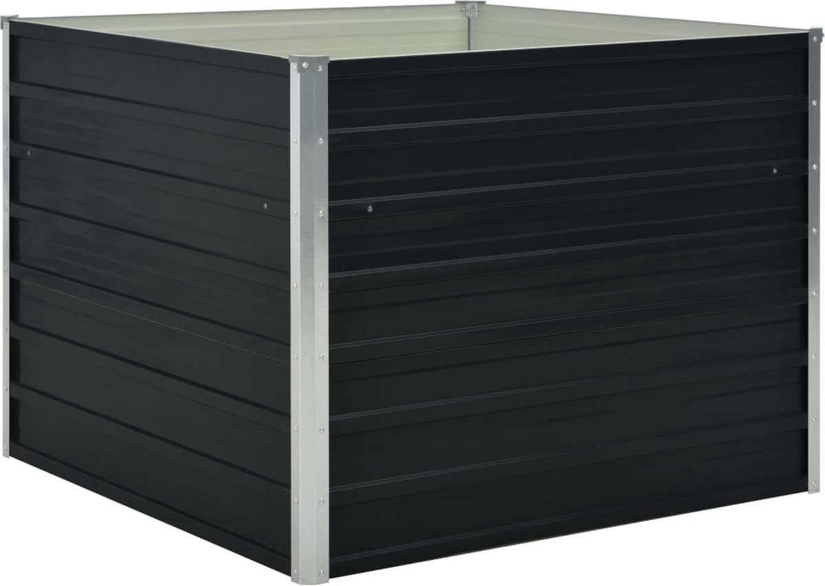 Vidaxl Plantenbak Verhoogd 100x100x77 Cm Gegalvaniseerd Staal Antraciet - Grijs