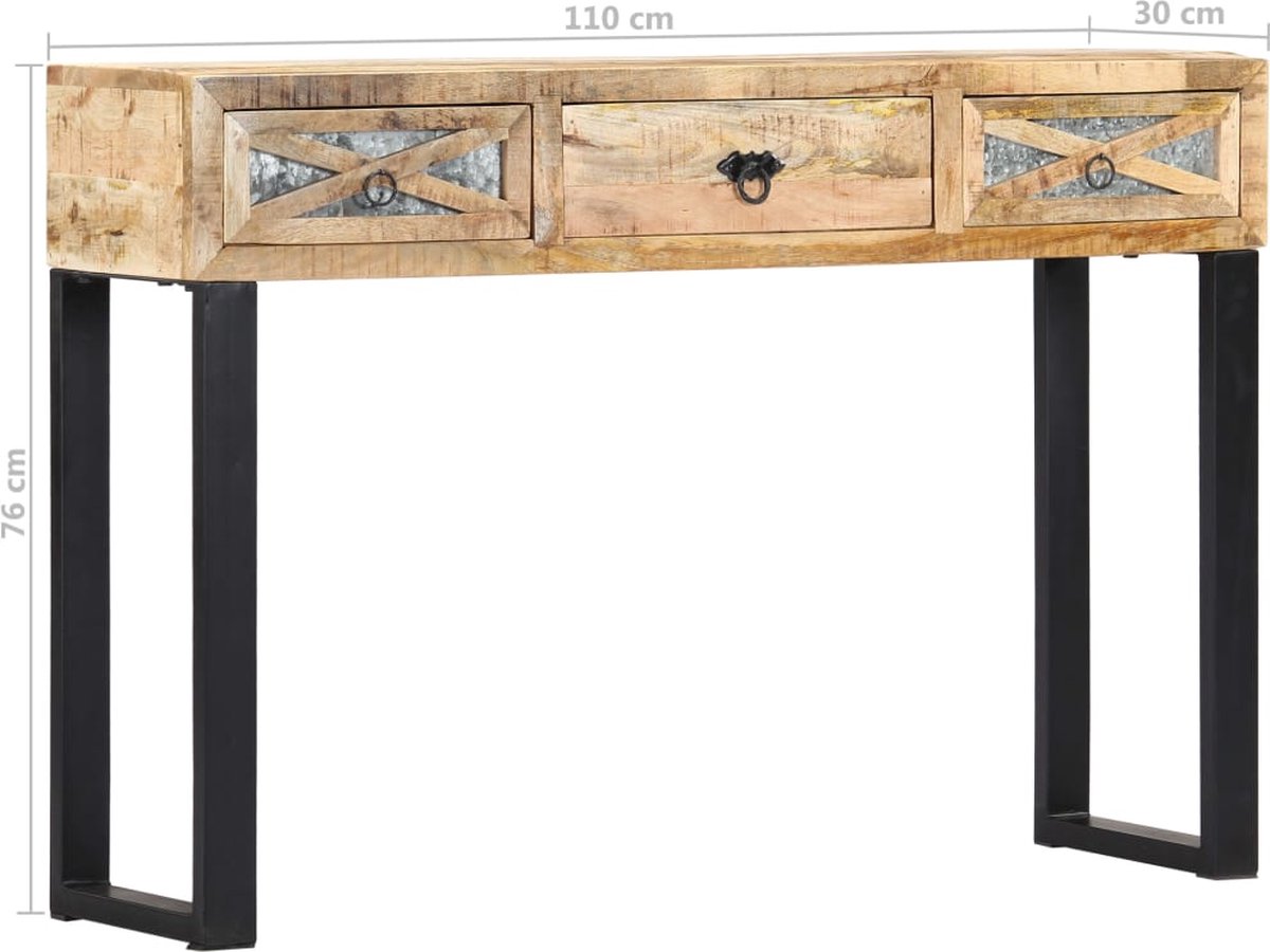 Vidaxl Wandtafel 110x30x76 Cm Massief Mangohout - Bruin