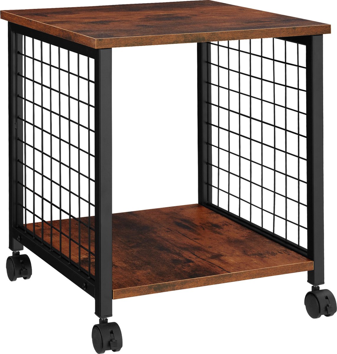 Tectake - Bijzettafel Gary Industrieel Donker - 40 X 40 X 48 Cm - 404453 - Bruin