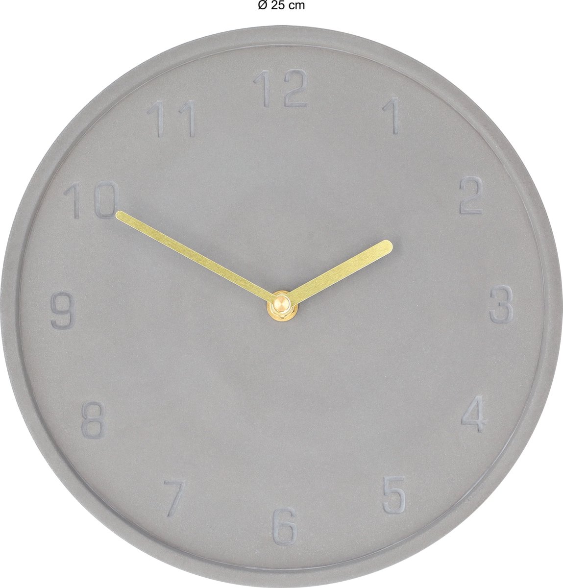 Quvio Wandklok - 25cm - Beton - Antraciet - Grijs