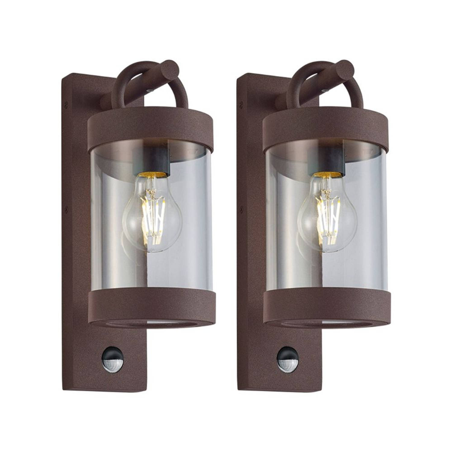 TRIO Sambesi Wandlamp Met Bewegingssensor Roestkleur - 2 Stuks