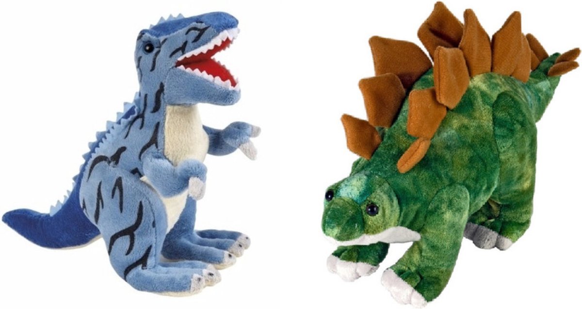 Setje Van 2x Knuffel Dinosaurussen T-rex En Stegosaurus - Knuffeldier