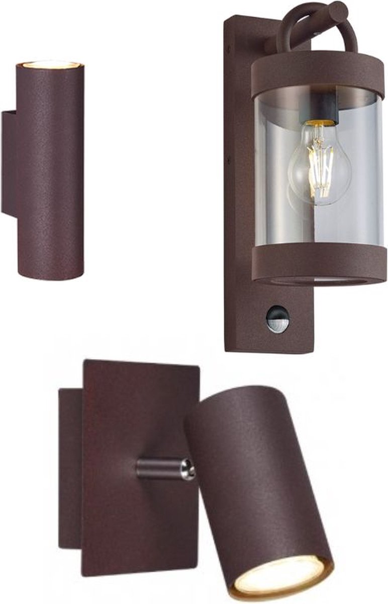 TRIO Bundel Marley - Opbouwspots - 1 Spot & Wandlamp Marley & Wandlamp Curtis- Roestkleur - Bruin