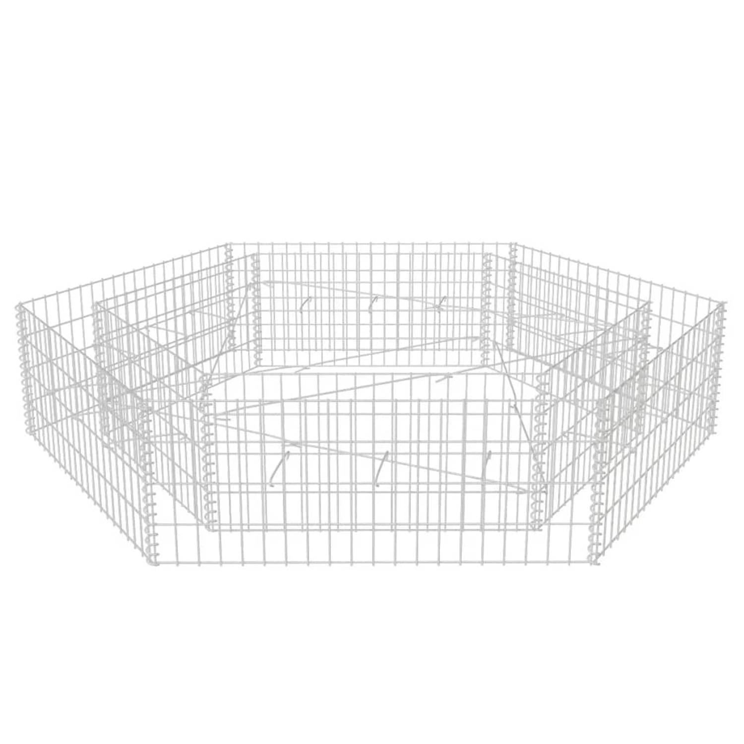 Vidaxl Gabion Plantenbak Verhoogd Zeshoekig 200x173x40 Cm - Silver