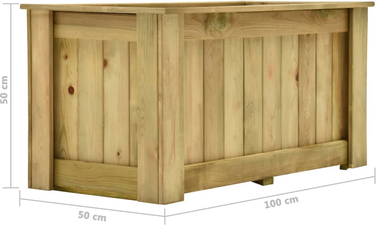 Vidaxl Plantenbak Verhoogd 100x50x50 Cm Ge??mpregneerd Grenenhout - Bruin