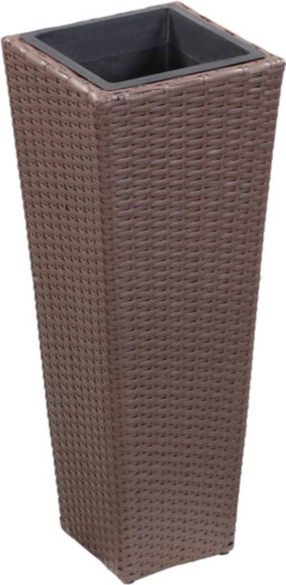 Vidaxl Plantenbak Verhoogd 30x30x80 Cm Poly Rattan - Bruin