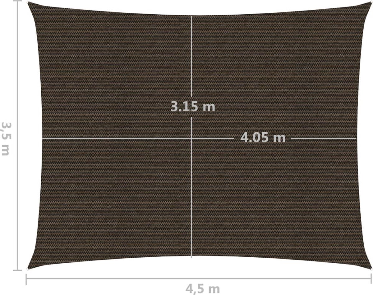 Vidaxl Zonnezeil 160 G/m² 3,5x4,5 M Hdpe - Bruin