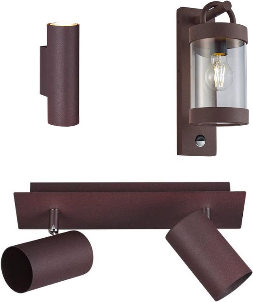 TRIO Bundel Marley - Opbouwspots - 2 Spot & Wandlamp Marley & Wandlamp Curtis - Roestkleur - Bruin