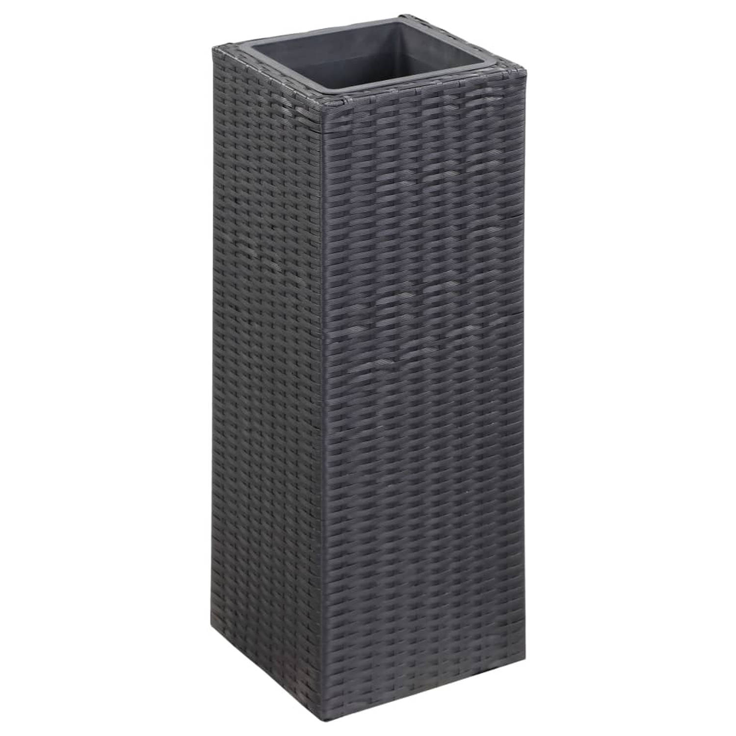 Vidaxl Plantenbak Verhoogd 28x28x80 Cm Poly Rattan - Zwart