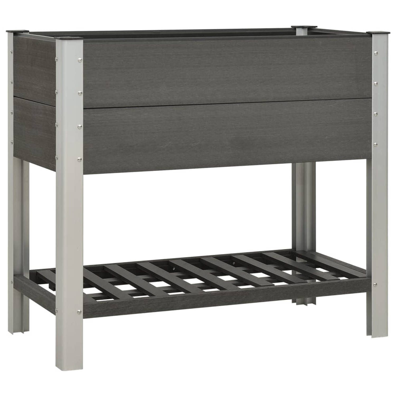 Vidaxl Plantenbak Verhoogd Met Schap 100x50x90 Cm Hkc - Grijs