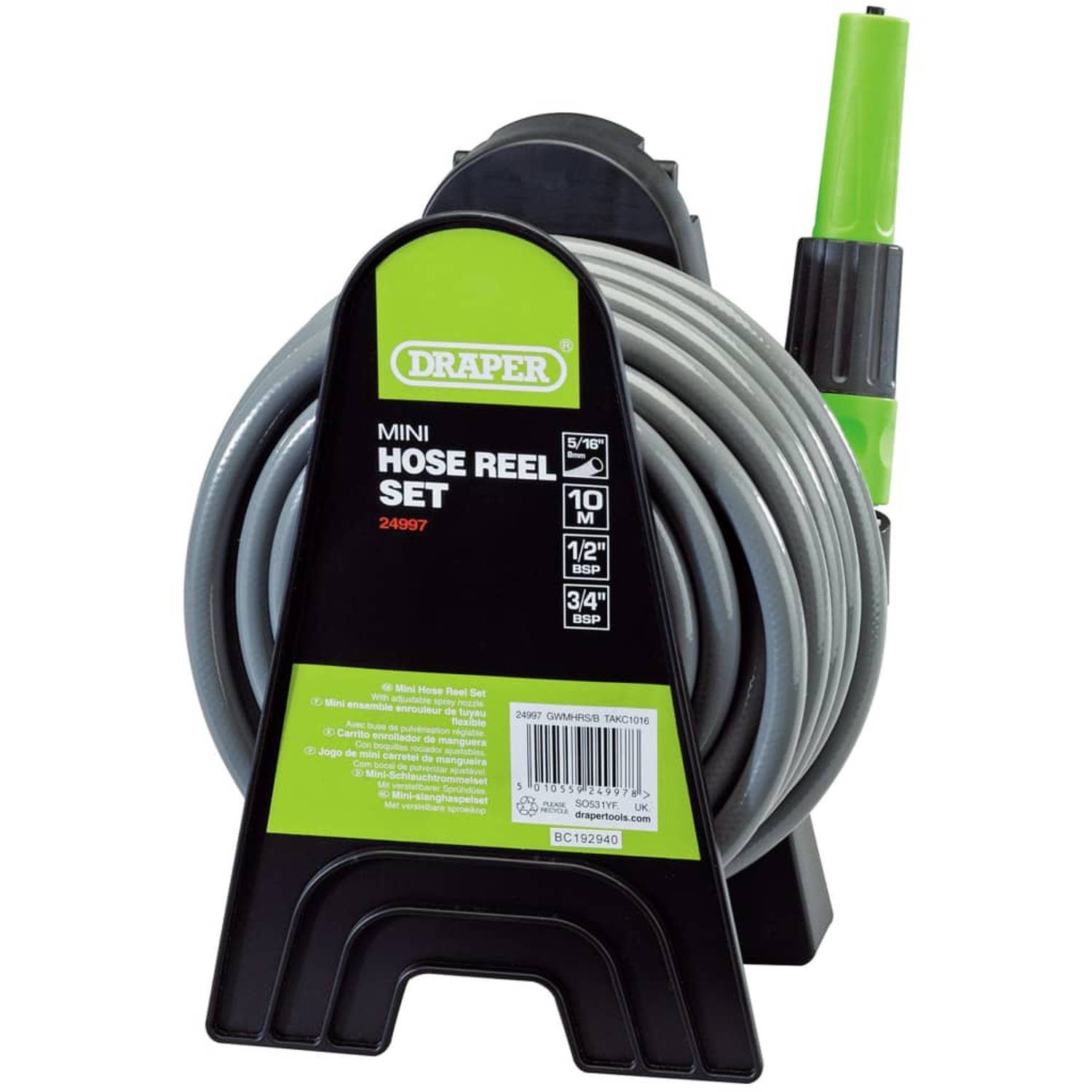 Draper Tools Slanghaspelset Mini 10 M - Groen