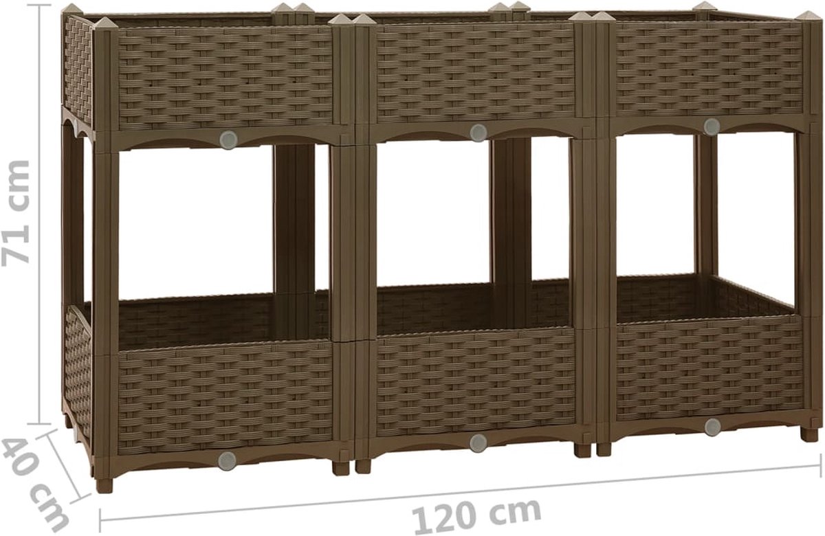 Vidaxl Plantenbak Verhoogd 120x40x71 Cm Polypropyleen - Bruin