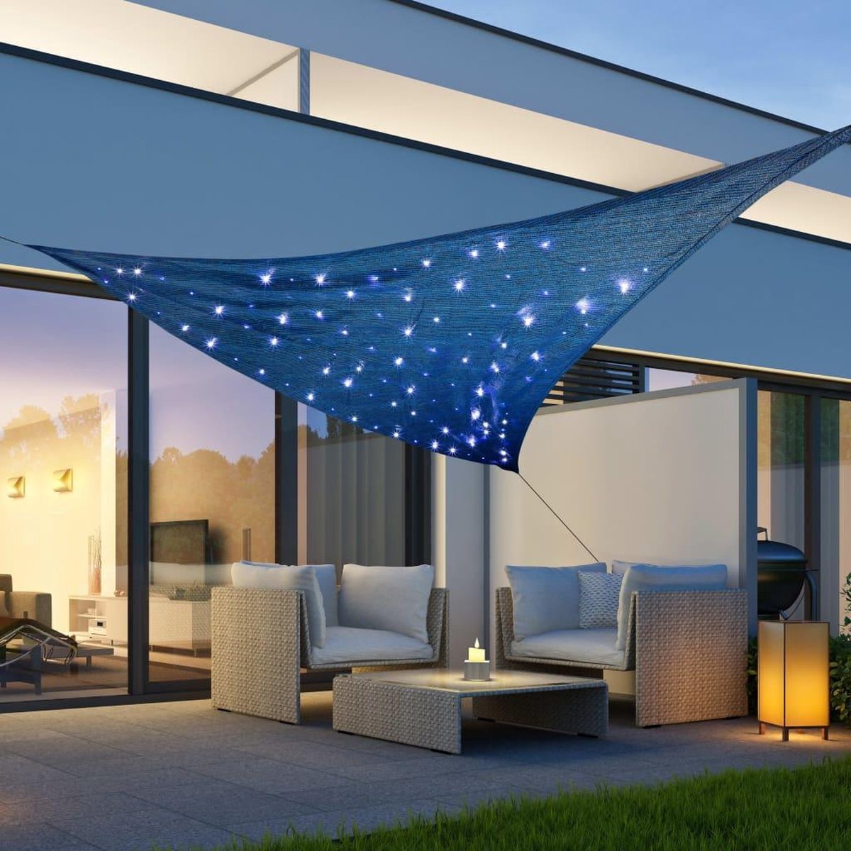 hi Zonnezeil Met 100 Led&apos;s 2x3 M Licht - Blauw